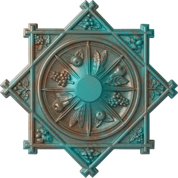 Ekena Millwork Antilles Ceiling Medallion (Fits Canopies up to 6"), 38 1/4"OD x 1 1/2"P, Copper Green Patina CM38ANCGS - main